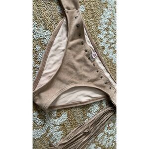 Unique Vintage Tan Bikini Bottom with Fringe